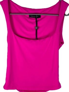 White Fox Fall In Love Tank Top XS Hot Pink Scoop Neck Fitted NWT Y2K